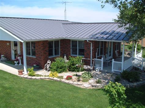 brick ranch house with metal roof|pictures of brick house roofs.